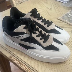 Karl Lagerfeld Black, White, and Cream Sneakers